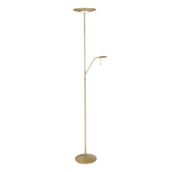 LED Deckenfluter mit Lesearm in Messing 185 cm dimmbar
