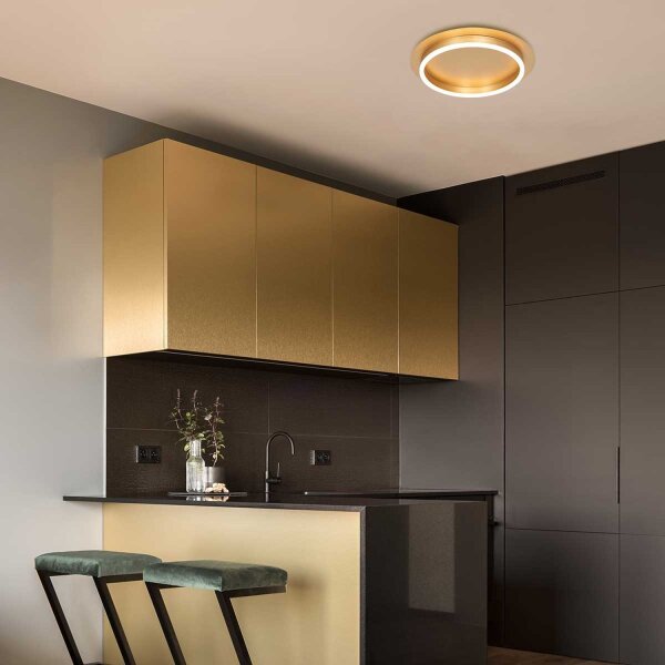 LED Deckenlampe Metall Kunststoff in Gold B:32 cm Ring