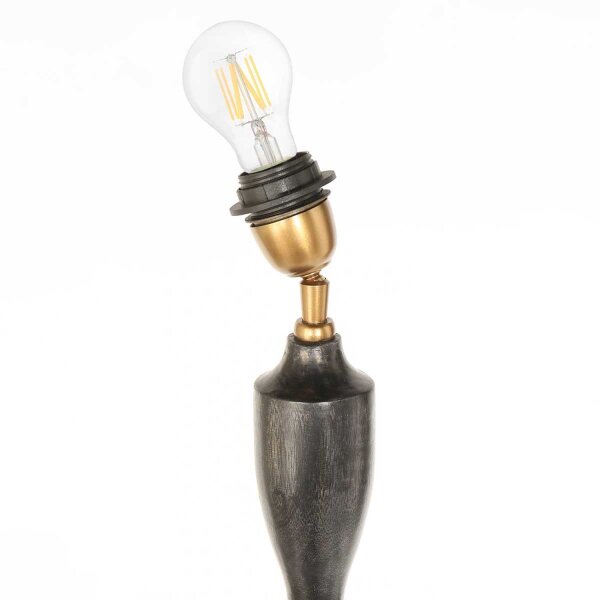 Stehlampe Holz Leinen Schwarz Grau 153 cm E27 blendarm