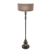 Lampadaire bois lin noir gris 153 cm E27...
