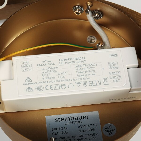 Dekorative LED Wandlampe Metall in Gold H:40 cm Ring