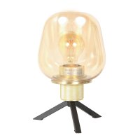 Lampe de table verre métal en laiton noir E27 23 cm