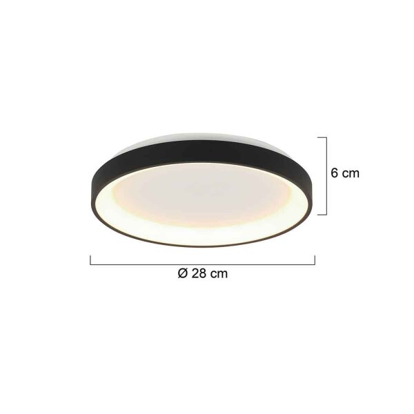 LED Deckenlampe Schwarz Weiß Ø28 cm 2700 K wohnlich