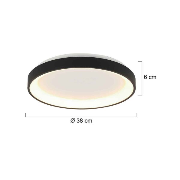 LED Deckenleuchte Schwarz Weiß Ø38 cm 30 W gemütlich