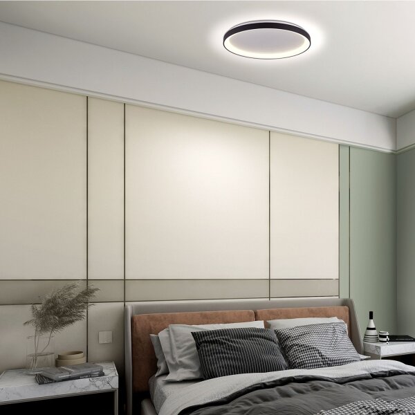 LED Deckenleuchte Schwarz Weiß Ø38 cm 30 W gemütlich