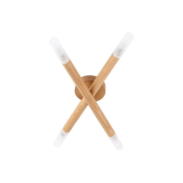 Deckenlampe Holz Glas 50 cm lang in Kiefer Weiß 4x G9