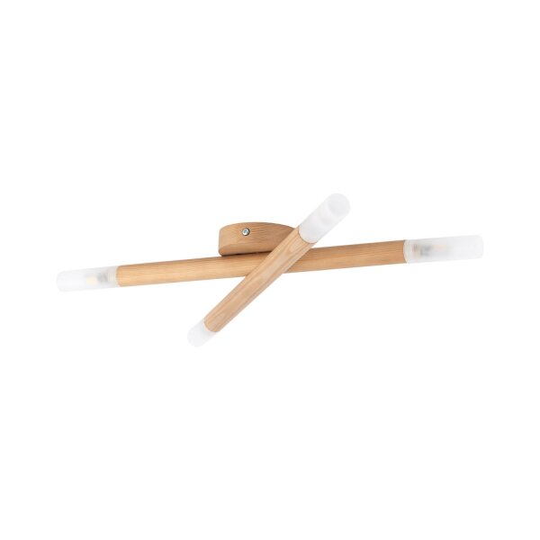 Deckenlampe Holz Glas 50 cm lang in Kiefer Weiß 4x G9