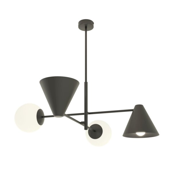 Plafonnier noir métal verre L:70 cm E14 faible éblouissement