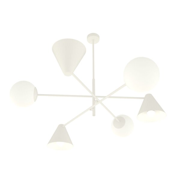 Deckenlampe Glas Metall E14 B:86 cm Weiß 6-flmg Modern