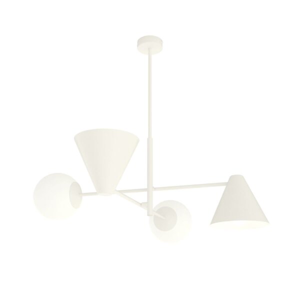 Plafonnier blanc faible éblouissement métal verre E14 4-flamme