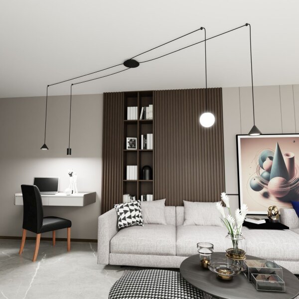 Spider Hängelampe Metall Glas flexibel elegant XXL