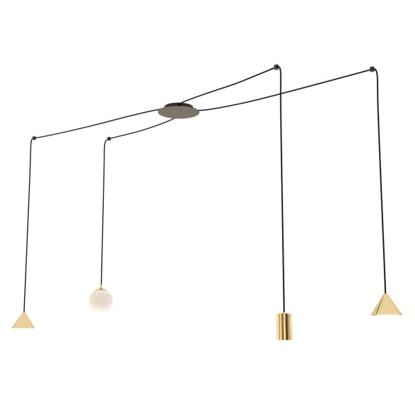 XXL Lampe à suspendre Spider métal verre flexible 200 cm de câble