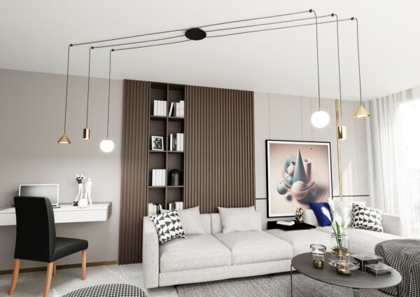 Grande lampe suspendue flexible verre métal 200 cm de câble