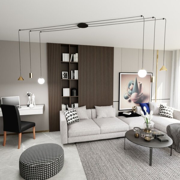 Grande lampe suspendue flexible verre métal 200 cm de câble