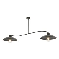Plafonnier 2 flammes noir m&eacute;tal E27 L:100 cm