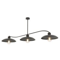Plafonnier 3 flammes noir métal E27 L:113 cm