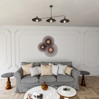 Plafonnier 3 flammes noir métal E27 L:113 cm