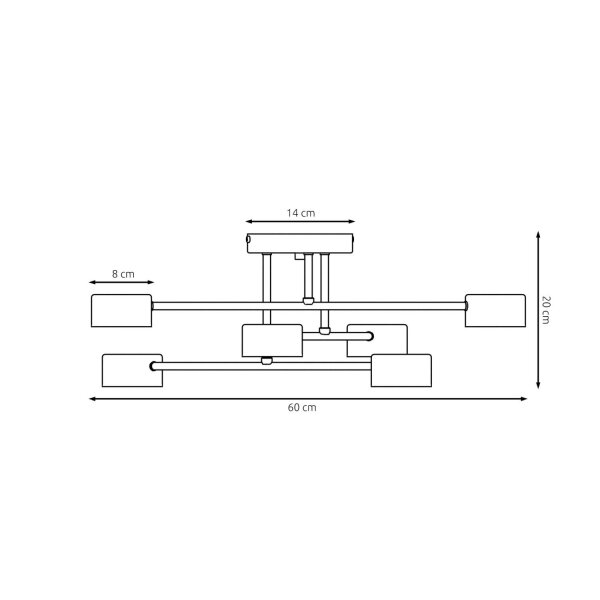 Deckenleuchte Schwarz Metall akzentuiert GX53 B:60 cm