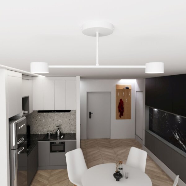 Plafonnier blanc métal GX53 2 flammes accentuées