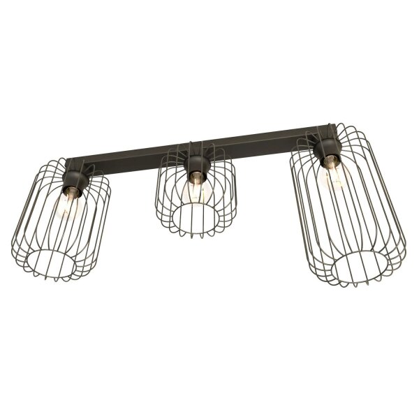 Draht Deckenleuchte Retro Schwarz Metall E27 60 cm lang