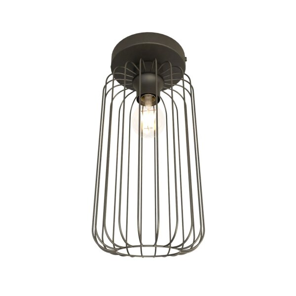 Draht Deckenlampe Schwarz Metall E27 Ø16 cm rund Retro