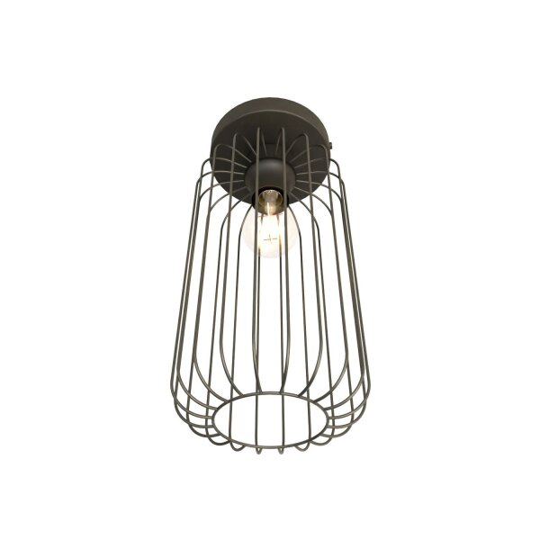 Draht Deckenlampe Schwarz Metall E27 Ø16 cm rund Retro