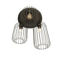 Runde Deckenlampe Schwarz Metall E27 3-flammig B:30 cm