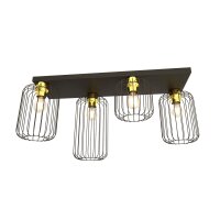 Retro Deckenleuchte Metall 70 cm in Schwarz Gold E27