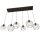 Suspension noire E27 métal 6 flammes L:125 cm