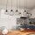 Suspension noire E27 métal 6 flammes L:125 cm