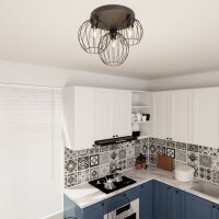 Lampe de plafond Retro noir fil E27 3-flamme L:41 cm