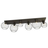 Plafonnier noir fil E27 6 flammes 115 cm Rétro