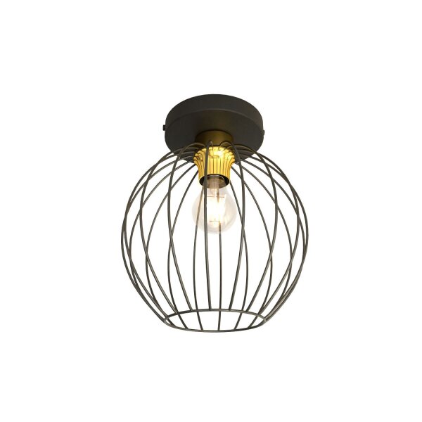Elegante Deckenleuchte Schwarz Gold Metall Ø24 cm E27
