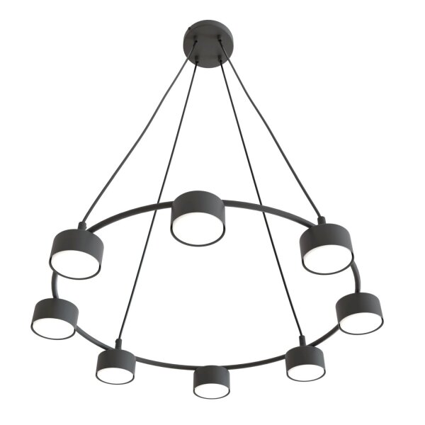 Lampe à suspendre noire à 8 flammes accentuées L:64 cm GX53