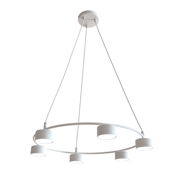 Weiße Hängelampe Metall akzentuiert L:64 cm GX53 6-flmg