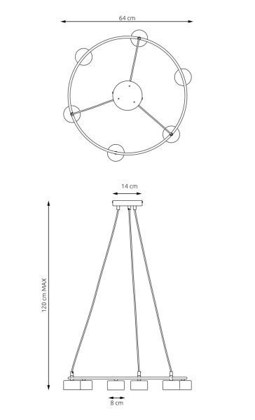 Weiße Hängelampe Metall akzentuiert L:64 cm GX53 6-flmg