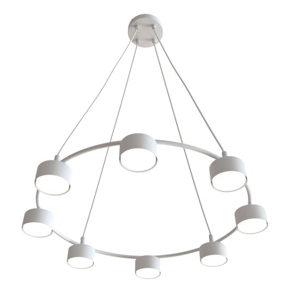 Suspension Blanc Métal accentué L:64 cm 8-flamme