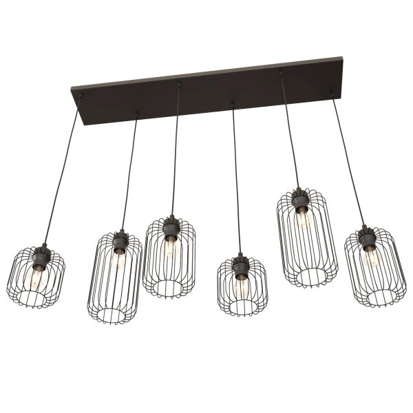 Metall Pendelleuchte Schwarz 115 cm 6-flammig dekorativ