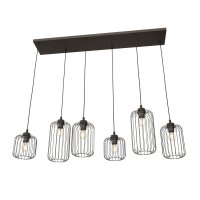 Suspension en m&eacute;tal noir 115 cm 6 flammes...