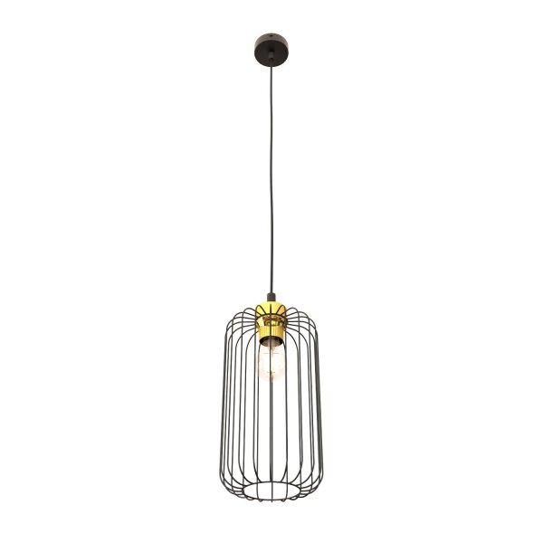 Stylische Pendelleuchte Schwarz Gold Metall E27 B:16 cm