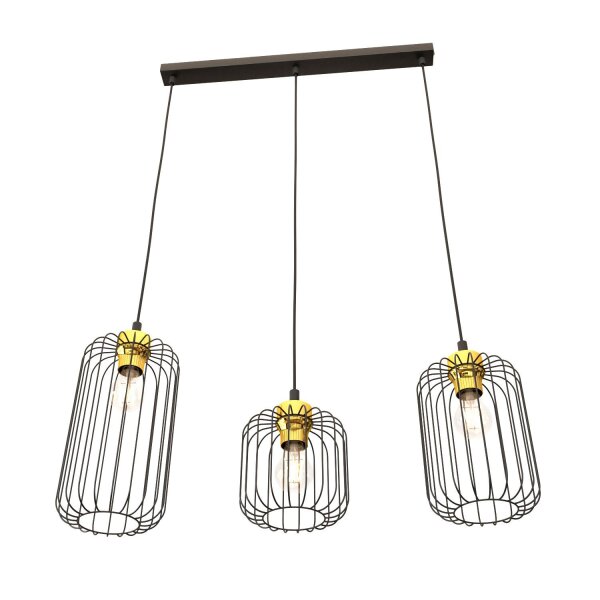 Elegante Hängelampe Schwarz Gold Metall E27 L:40 cm