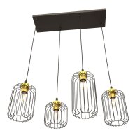 Pendelleuchte Metall E27 70 cm lang Retro Schwarz Gold