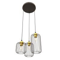 Runde Hängelampe Schwarz Gold Ø30 cm 3-flmg...