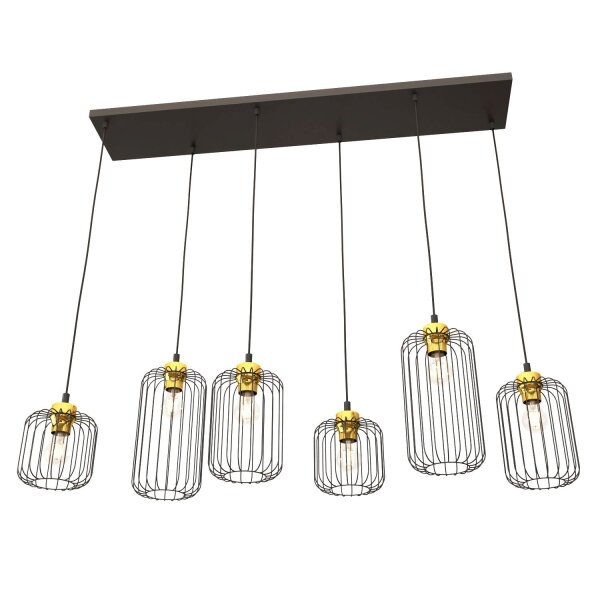 Hängelampe Metall E27 115 cm lang stilvoll Schwarz Gold