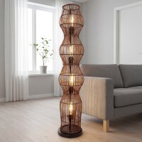 Boho Stehlampe Bambus Metall Schwarz E27 110 cm 4-flmg