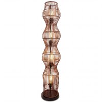Boho Stehlampe Bambus Metall Schwarz E27 110 cm 4-flmg