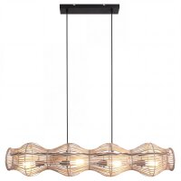 Pendelleuchte Bambus Metall Schwarz E27 L:107 cm Korb