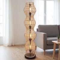 Boho Stehleuchte Bambus Metall Schwarz E27 110 cm Modern