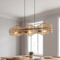 Hängelampe Bambus Metall Schwarz E27 L:80 cm 3-flammig