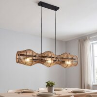 Hängelampe Bambus Korbschirm Metall E27 80 cm 3-flmg